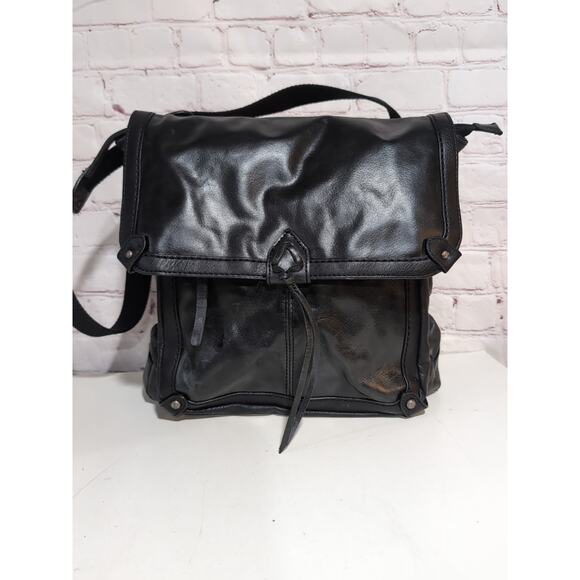 THE Sak Ventura Convertible Strap Backpack Black Leather Canvas Studs 2 straps - Picture 1 of 16